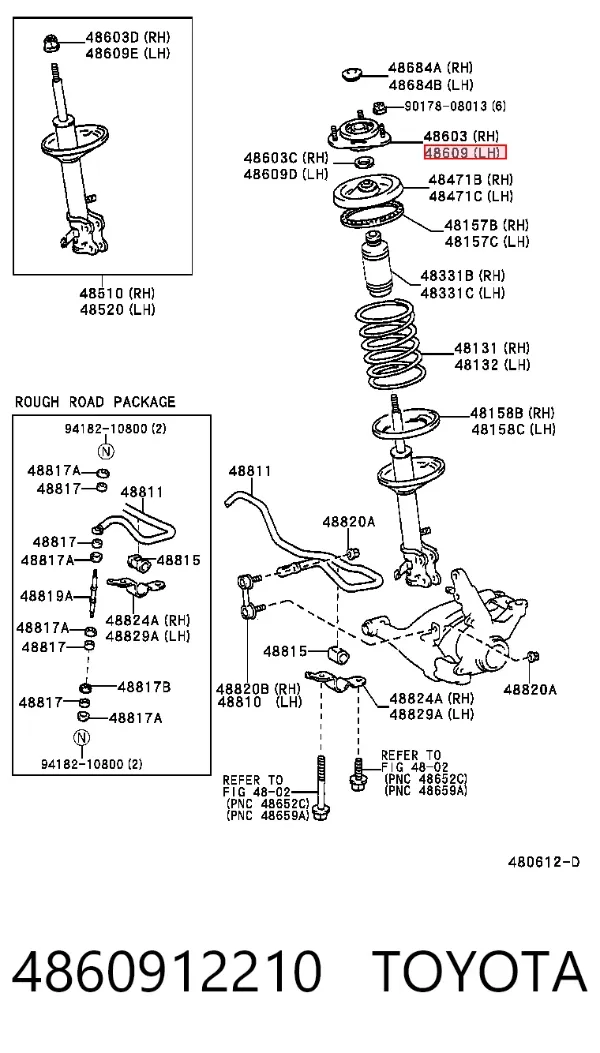 Poduszka amortyzatora przedniego 4860912210 Toyota