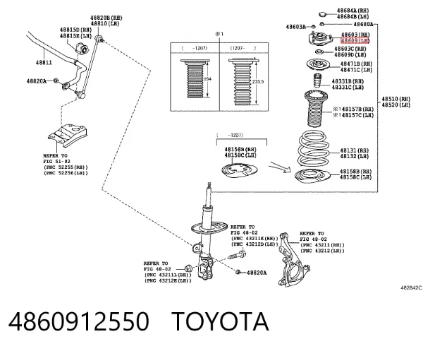 Poduszka amortyzatora przedniego 4860912550 Toyota