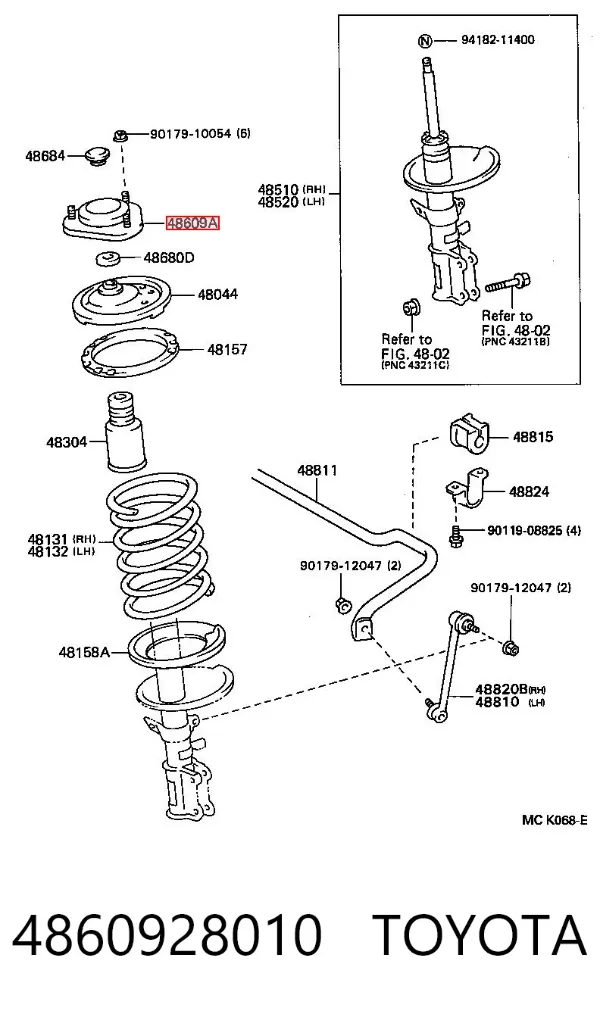 Poduszka amortyzatora przedniego 4860928010 Toyota