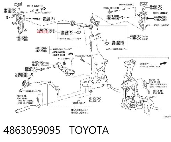 Wahacz zawieszenia przedniego górny lewy 4863059095 Toyota