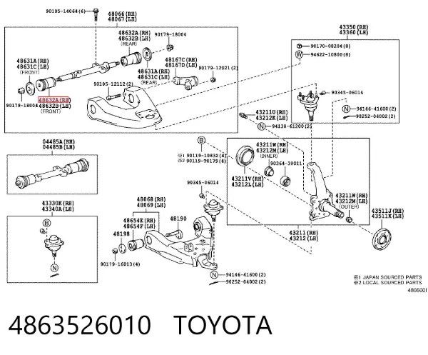 Silentblock przedniego wahacza dolnego 4863526010 Toyota