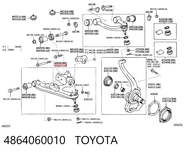 Wahacz zawieszenia przedniego dolny lewy 4864060010 Toyota