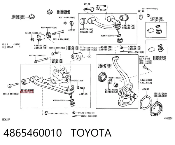 Silentblock przedniego wahacza dolnego 4865460010 Toyota