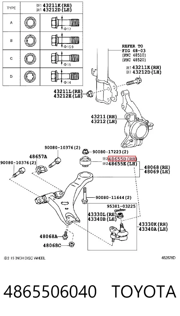 Silentblock przedniego wahacza dolnego 4865506040 Toyota