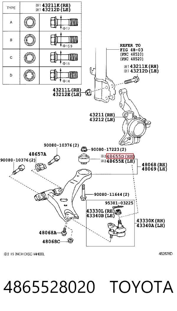 Silentblock przedniego wahacza dolnego 4865528020 Toyota