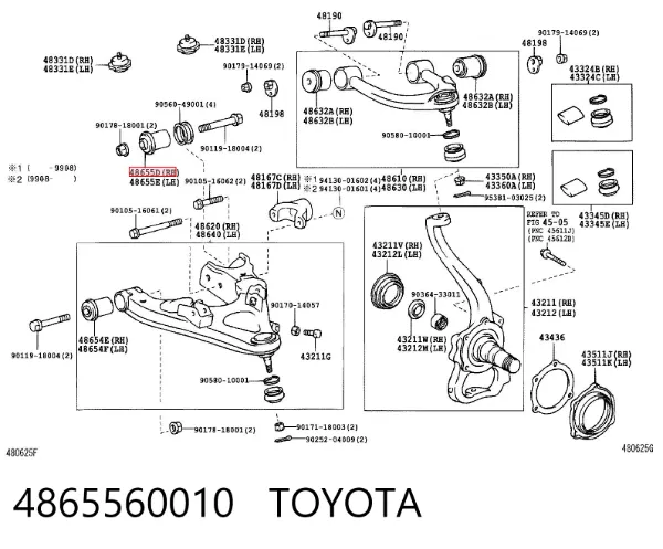 Silentblock przedniego wahacza dolnego 4865560010 Toyota