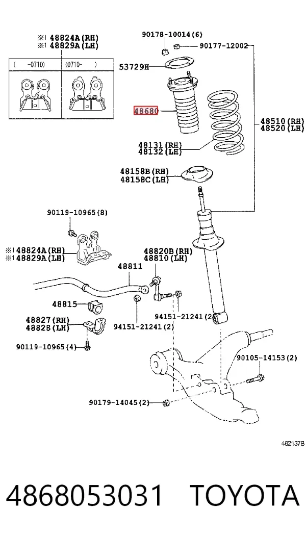 Poduszka amortyzatora przedniego 4868053031 Toyota