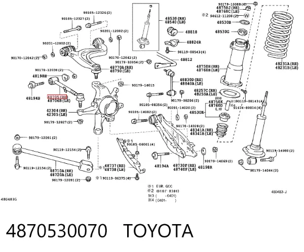 Drążek poprzeczny zawieszenia tylnego 4870530070 Toyota