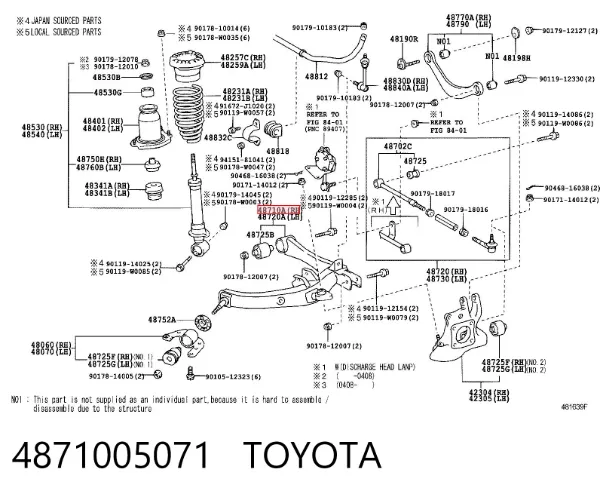 Wahacz zawieszenia tylnego dolny prawy 4871005071 Toyota