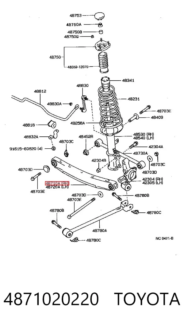 Wahacz zawieszenia tylnego dolny prawy 4871020220 Toyota