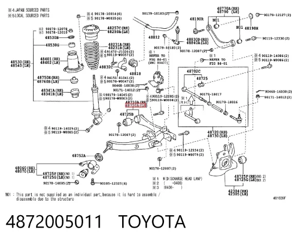 Wahacz zawieszenia tylnego dolny lewy 4872005011 Toyota