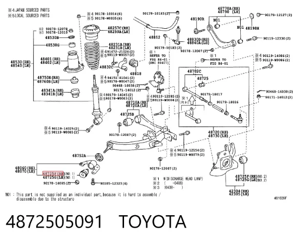 Silentblock wahacza tylnego dolnego 4872505091 Toyota