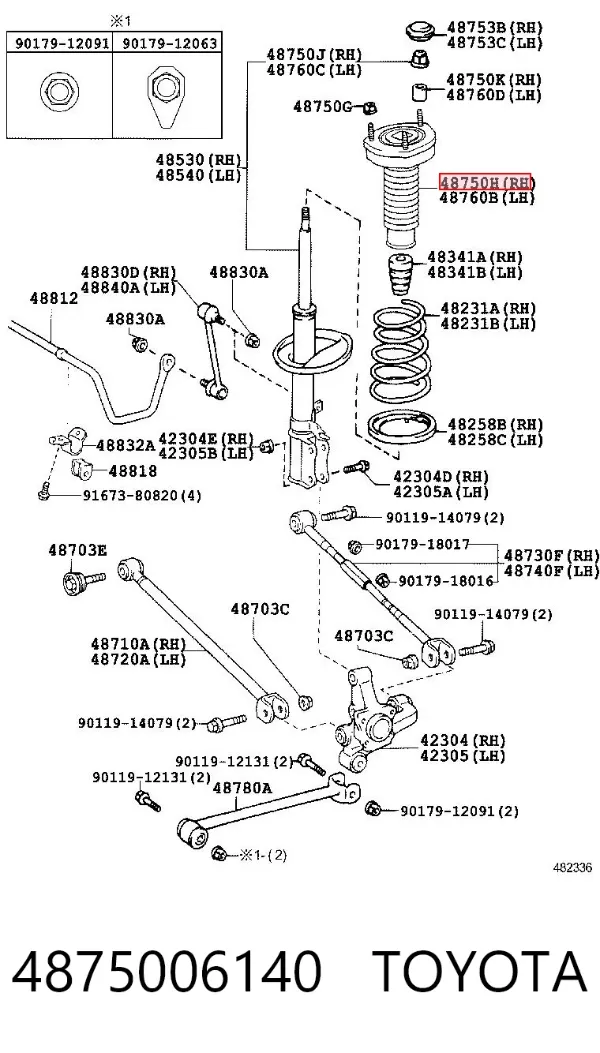 Poduszka amortyzatora tylnego prawego 4875006140 Toyota