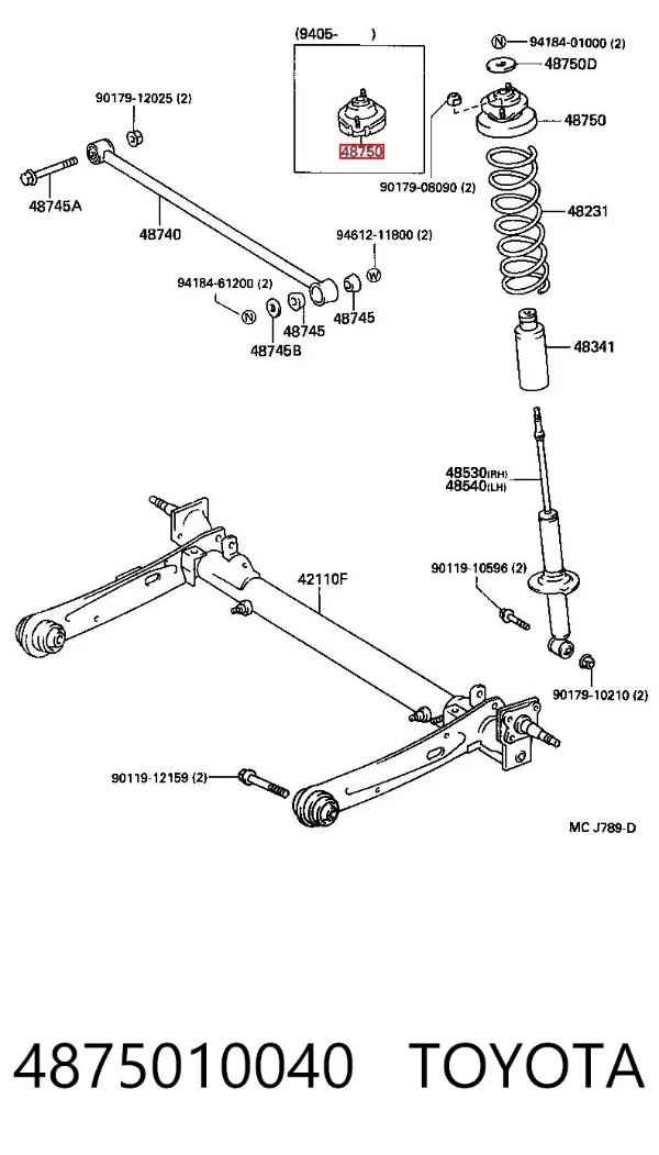 Poduszka amortyzatora tylnego 4875010040 Toyota