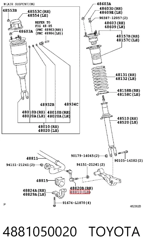 Łącznik stabilizatora przedniego lewy 4881050020 Toyota