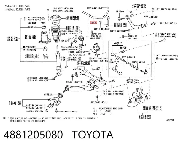 Stabilizator tylny Toyota Avensis II