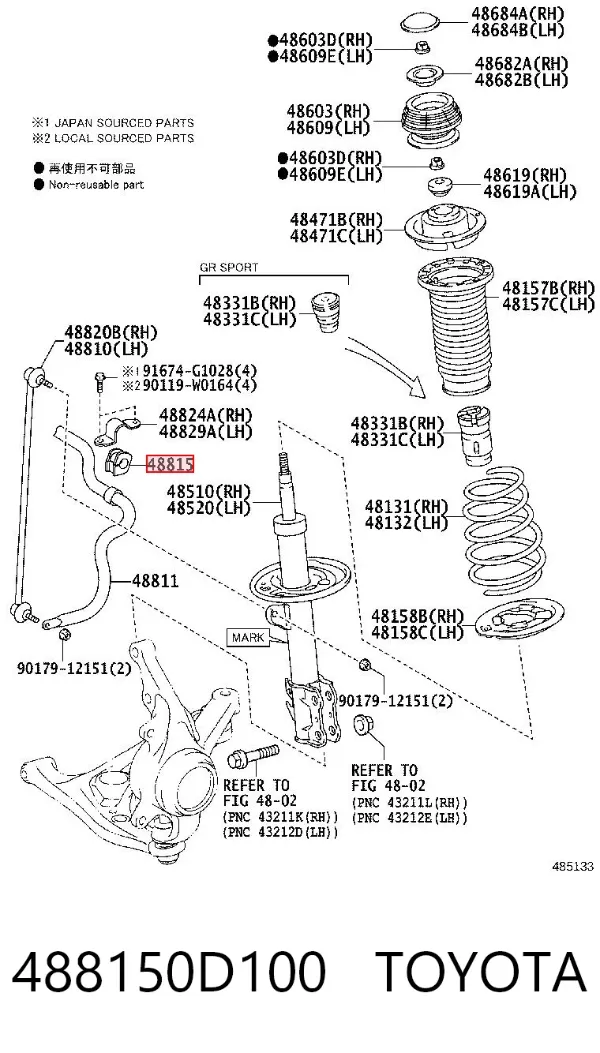 Tuleja stabilizatora przedniego 488150D100 Toyota