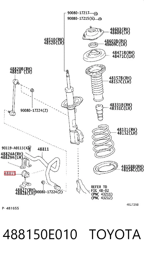 Tuleja stabilizatora przedniego 488150E010 Toyota
