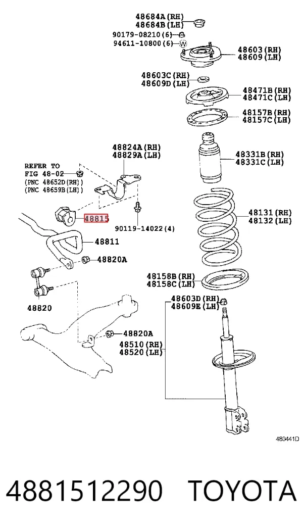 Tuleja stabilizatora przedniego 4881512290 Toyota