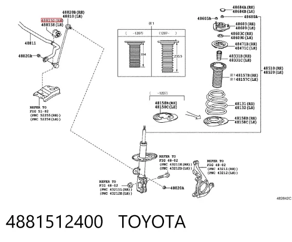 Tuleja stabilizatora przedniego prawa 4881512400 Toyota