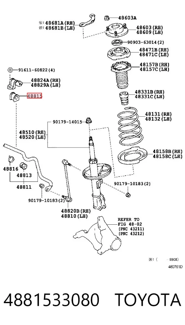 Tuleja stabilizatora przedniego 4881533080 Toyota