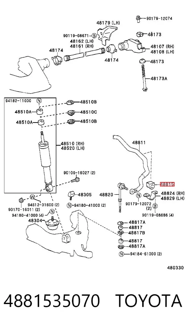 Tuleja stabilizatora przedniego 4881535070 Toyota