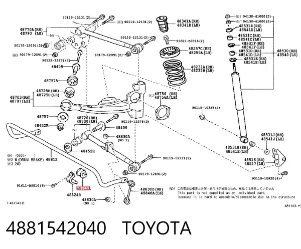 Tuleja stabilizatora tylnego 4881542040 Toyota