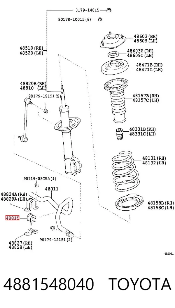 Tuleja stabilizatora przedniego 4881548040 Toyota