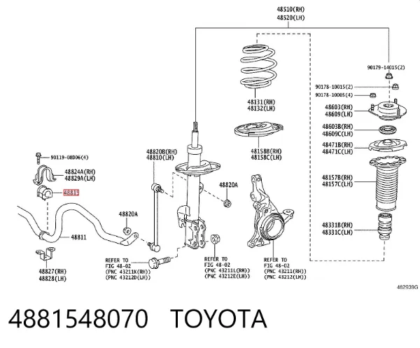 Tuleja stabilizatora przedniego 4881548070 Toyota