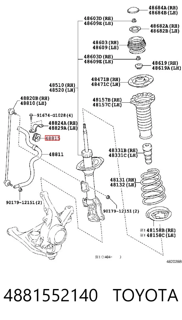 Tuleja stabilizatora przedniego 4881552140 Toyota