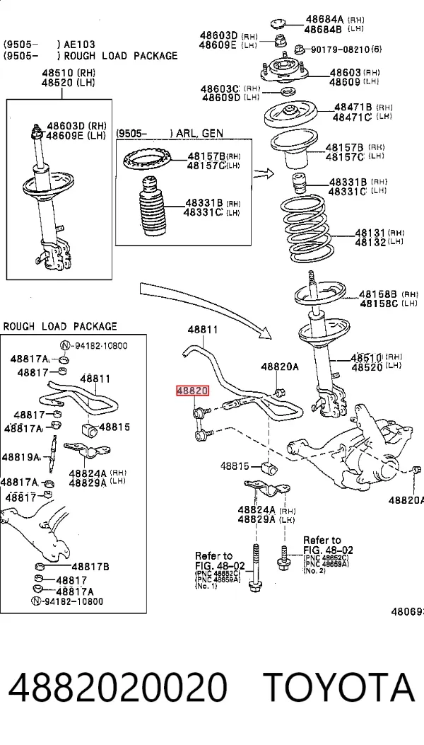 Łącznik stabilizatora przedniego 4882020020 Toyota