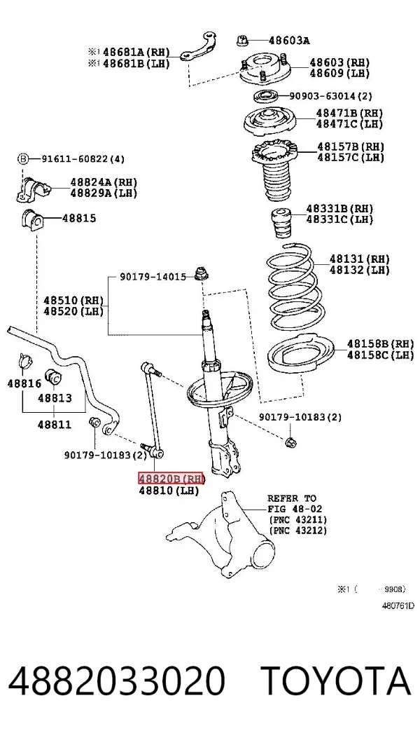 Łącznik stabilizatora przedniego prawy 4882033020 Toyota