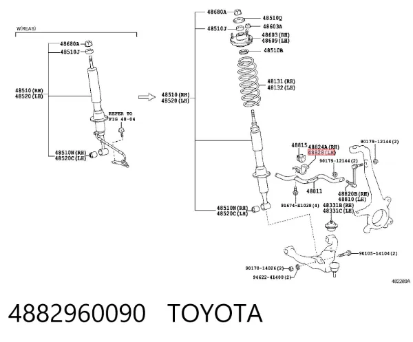 Uchwyt do mocowania tulei stabilizatora przedniego 4882960090 Toyota
