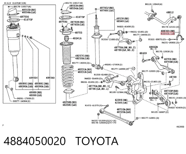 Łącznik stabilizatora tylnego lewy 4884050020 Toyota
