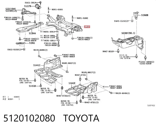 Korpus osi przedniej 5120102080 Toyota