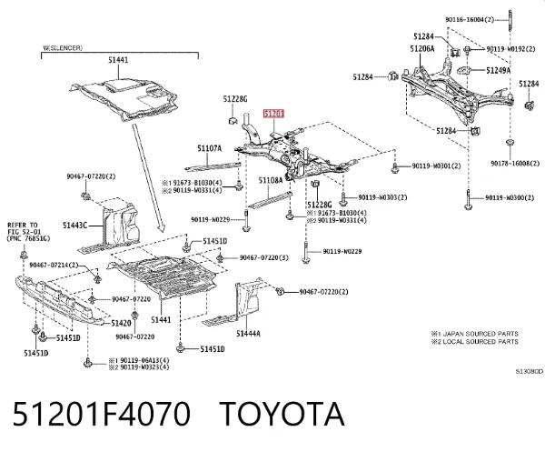 Korpus osi przedniej 51201F4070 Toyota