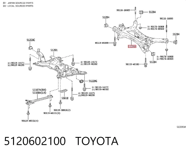 Korpus osi tylnej 5120602100 Toyota