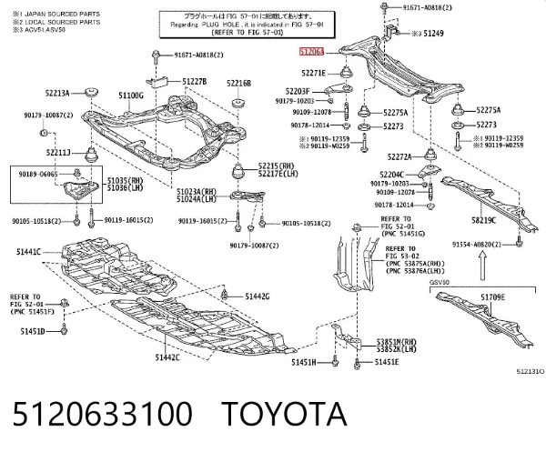 Korpus osi tylnej 5120633100 Toyota