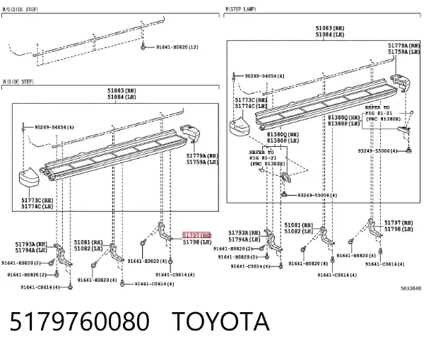 Wspornik podnóżka 5179760080 Toyota