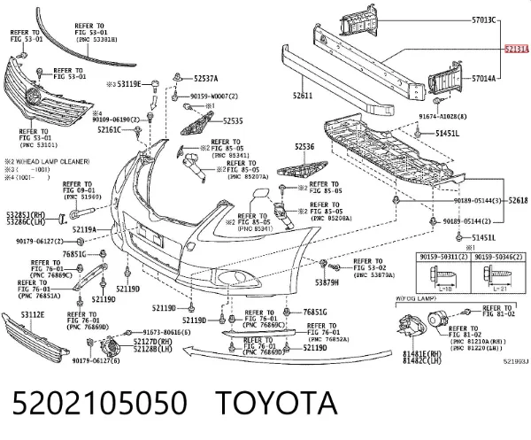 Wzmocnienie zderzaka przedniego 5202105050 Toyota