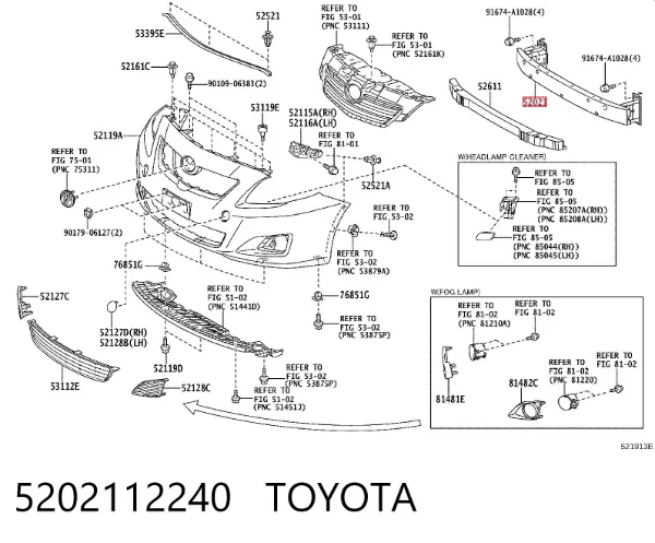 Wzmocnienie zderzaka przedniego 5202112240 Toyota