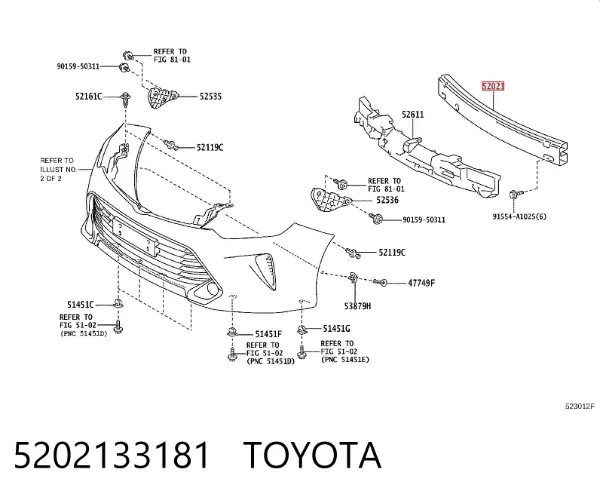 Wzmocnienie zderzaka przedniego 5202133181 Toyota