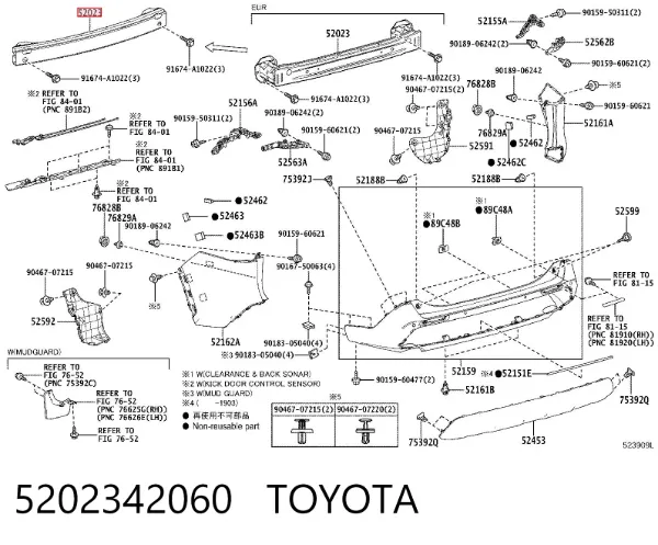 Wzmocnienie zderzaka tylnego 5202342060 Toyota