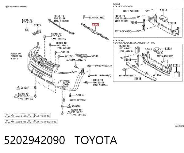 Wzmocnienie zderzaka przedniego 5202942090 Toyota