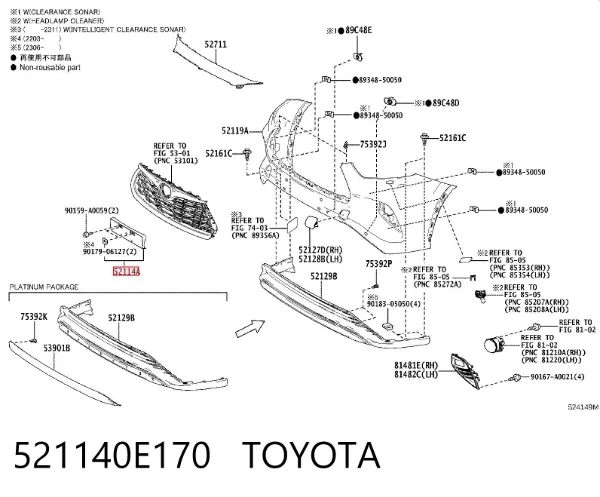 Ramka do mocowania przedniej tablicy rejestracyjnej 521140E170 Toyota