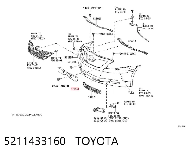 Ramka do mocowania przedniej tablicy rejestracyjnej 5211433160 Toyota