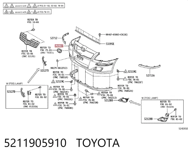 Zderzak przedni 5211905910 Toyota