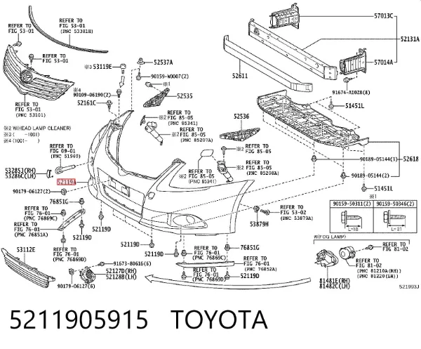 Zderzak przedni 5211905915 Toyota