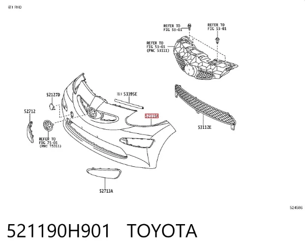 Zderzak przedni 521190H901 Toyota