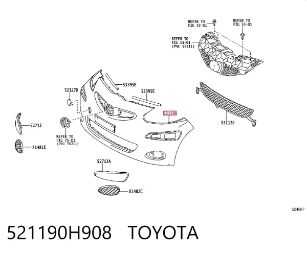 Zderzak przedni 521190H908 Toyota